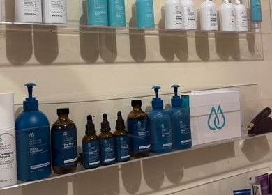 Skincare products display at Maddi's Cosmetic Clinique, Melbourne, Victoria, AU. Enhance your beauty routine.