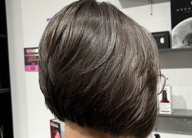 Sleek bob haircut at Eclipse Hair Salon in Houghton Regis, England, GB, showcasing expert styling.