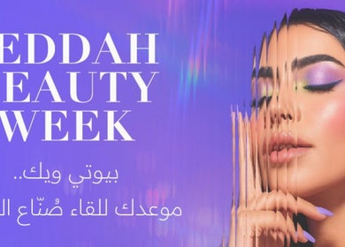 Woman with vibrant makeup at Claws Nail - Beauty World, Jeddah, Makkah Province, SA.