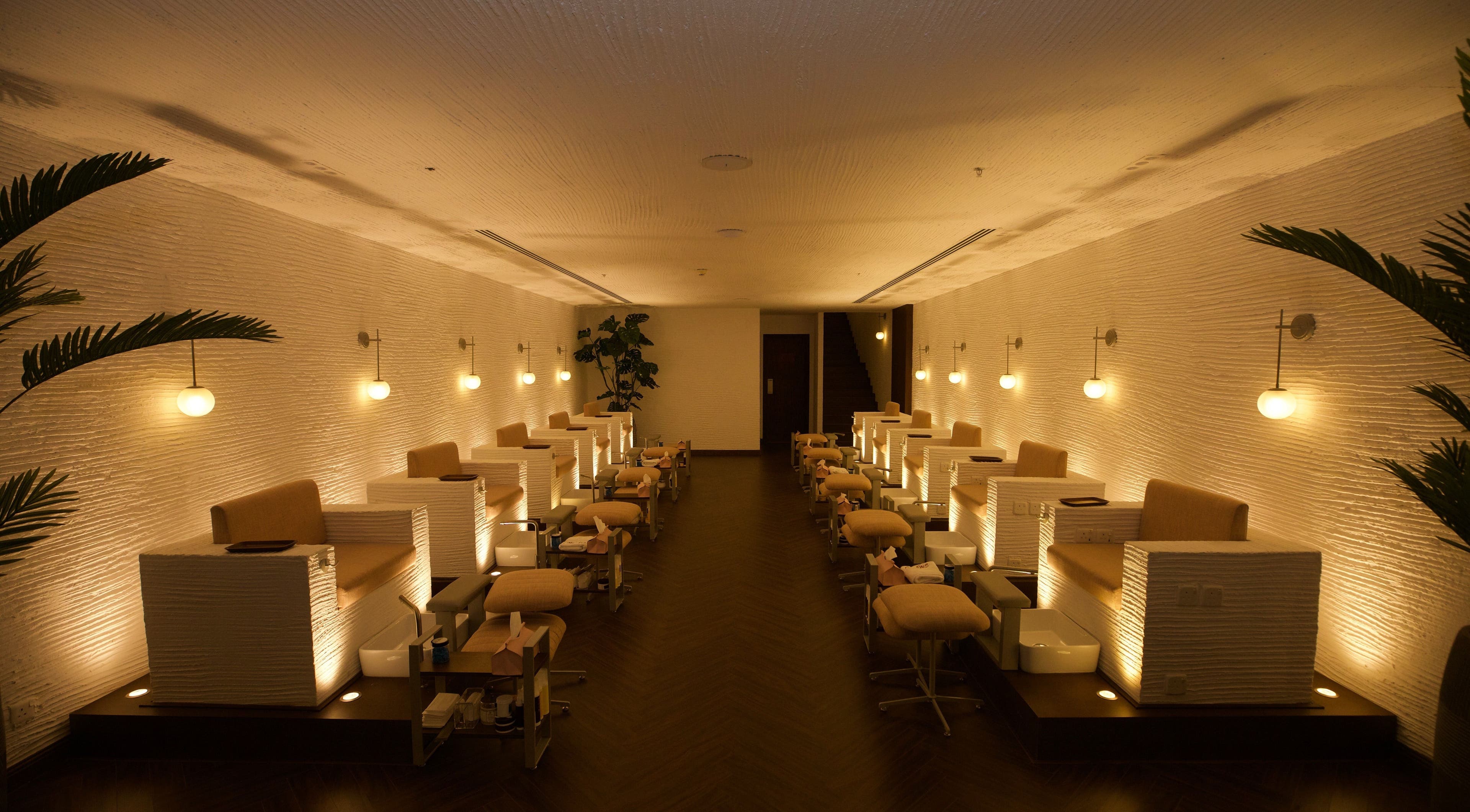 Luxurious seating at Claws Nail Bar - Jeddah offers relaxing nail services in Jeddah, Makkah Province, SA.