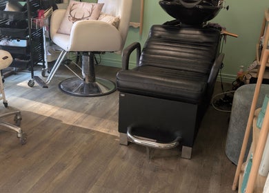 Stylish salon chairs and wash basin at Awesome Hair Is, Eagleby, Queensland, AU.