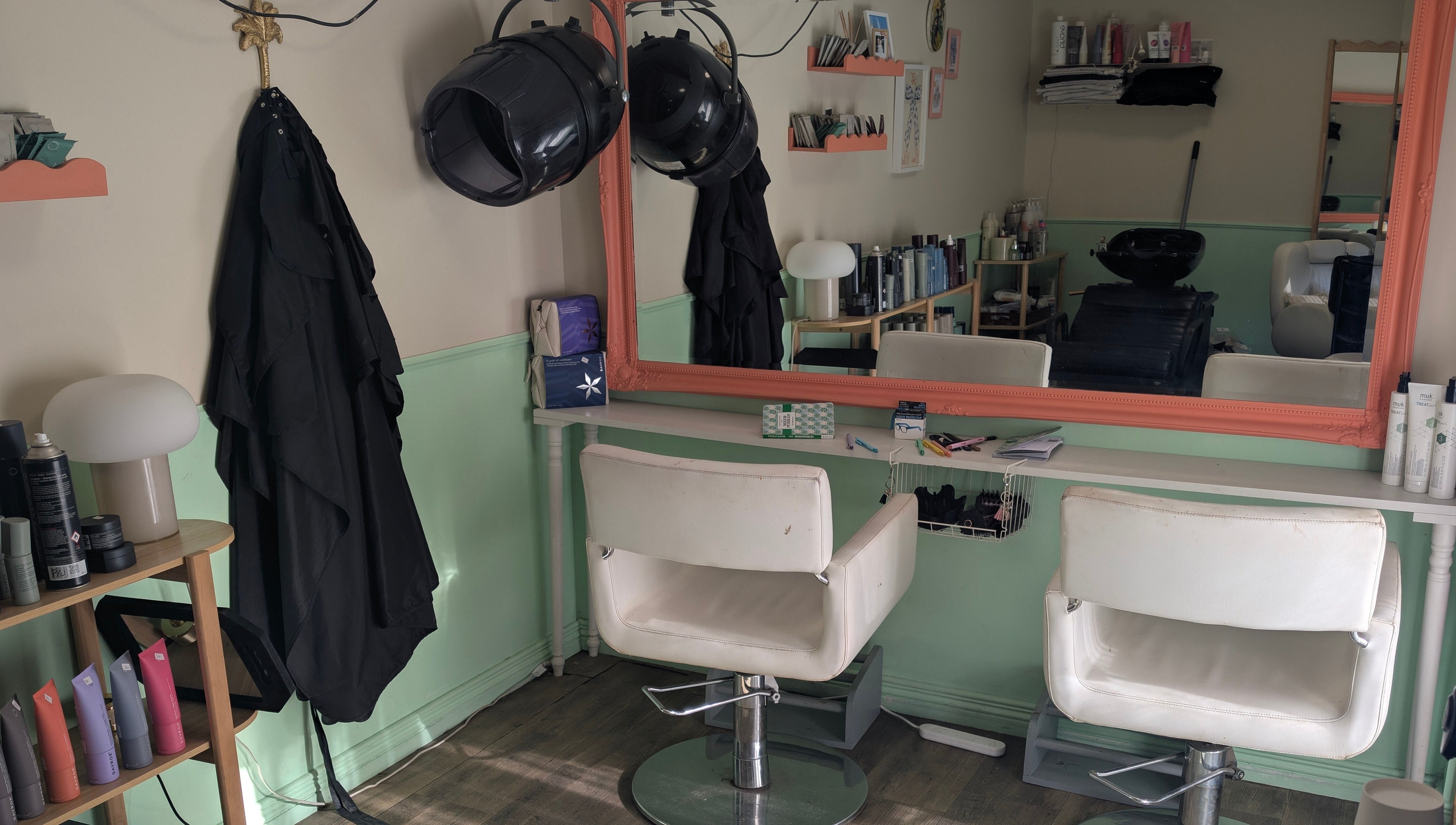 Sleek styling station at Awesome Hair Is in Eagleby, Queensland, AU with modern decor and hair care products.