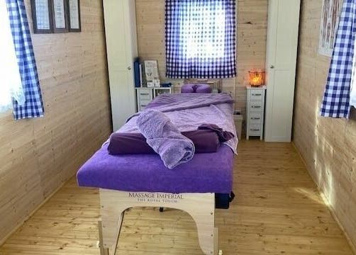 Tranquil massage room at Emma Cliffe - Holistic and Oncology Massage Therapist in Mulbarton, England, GB.