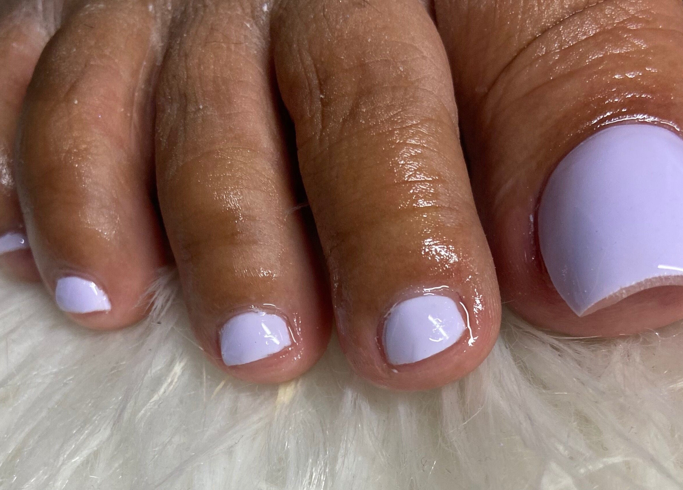 Pastel purple toenails at For Love & Lemons | The Nail Studio, Saint Philip, BB. Elegant and stylish pedicure.