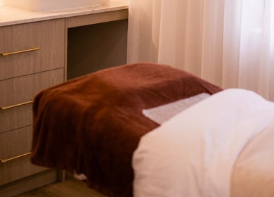 Tranquil spa bed at Henosis & Co, Perth, Western Australia, AU.