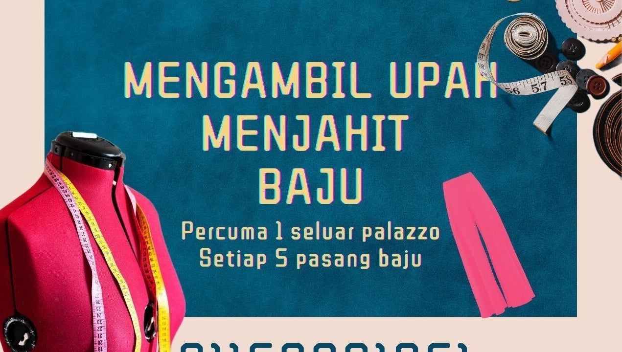 Heartfitted Sewing and Alterations venue promotion in Kuching, Sarawak, MY featuring tailor mannequin and tools.