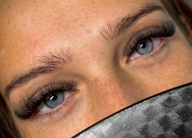 Close-up of expertly applied lashes at Lash Euphoria in Inverness, Scotland, GB.