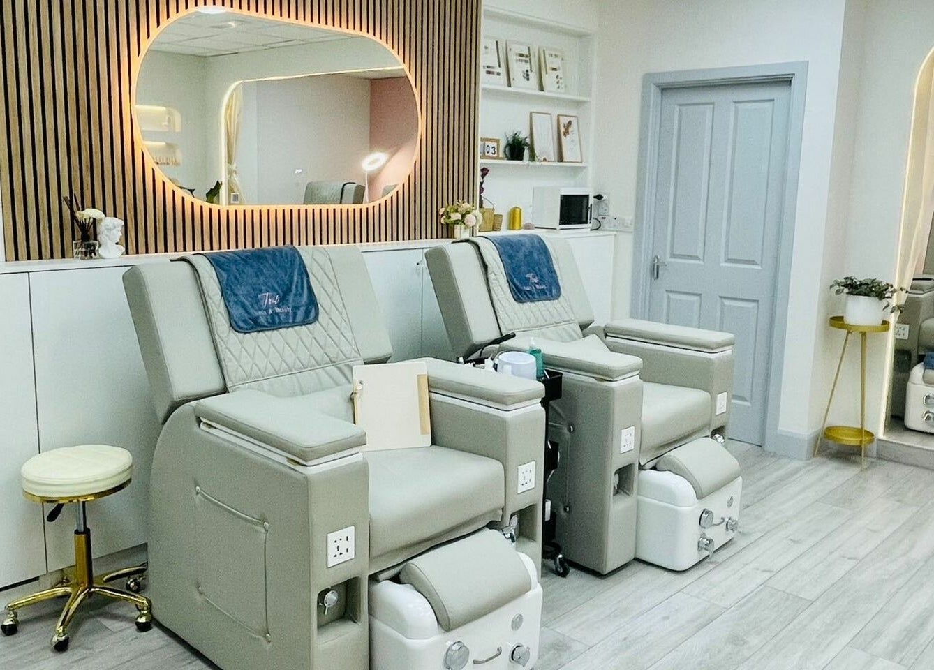Modern pedicure chairs at Truli Nails Beauty, Dublin, County Dublin, IE, offering premium nail treatments.