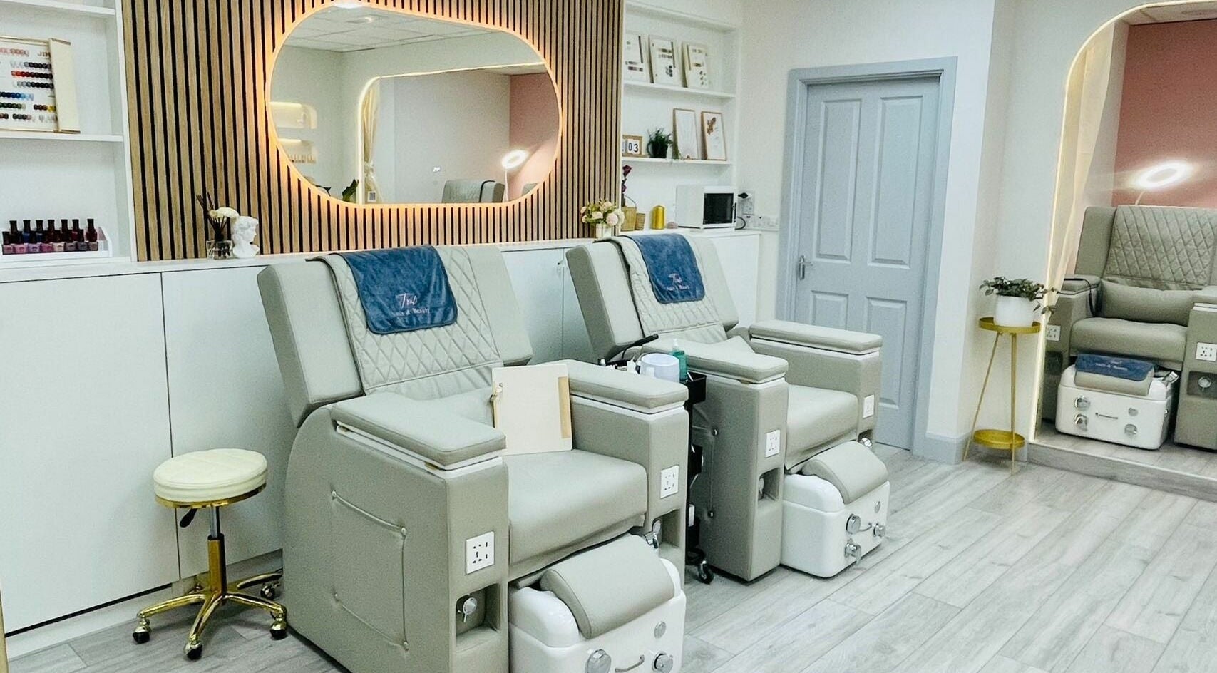 Modern pedicure chairs at Truli Nails Beauty, Dublin, County Dublin, IE, offering premium nail treatments.