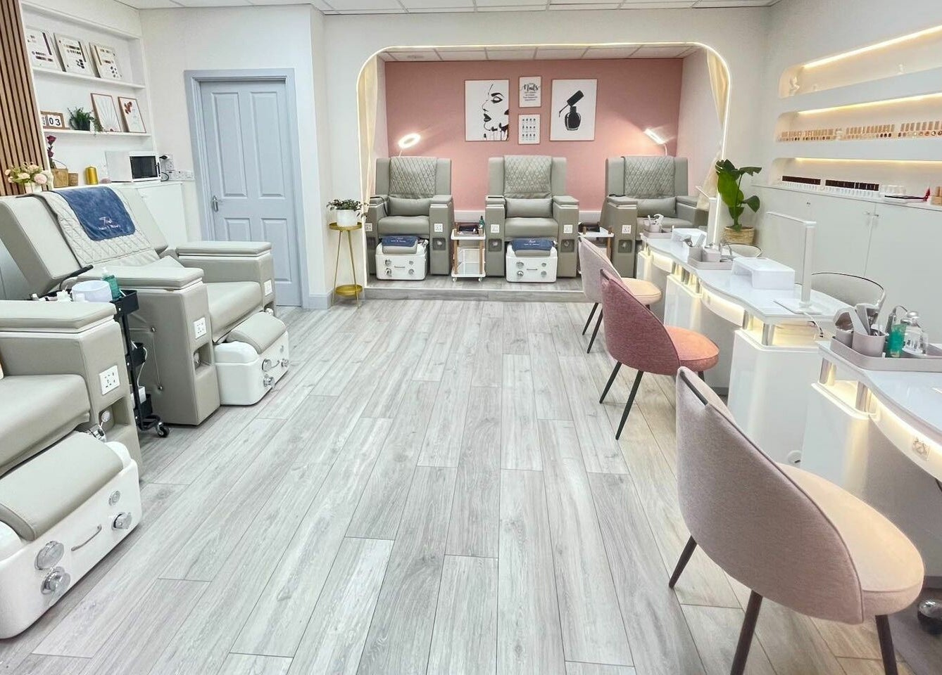 Elegant interior of Truli Nails Beauty, Dublin, County Dublin, IE, showcasing stylish nail and pedicure stations.