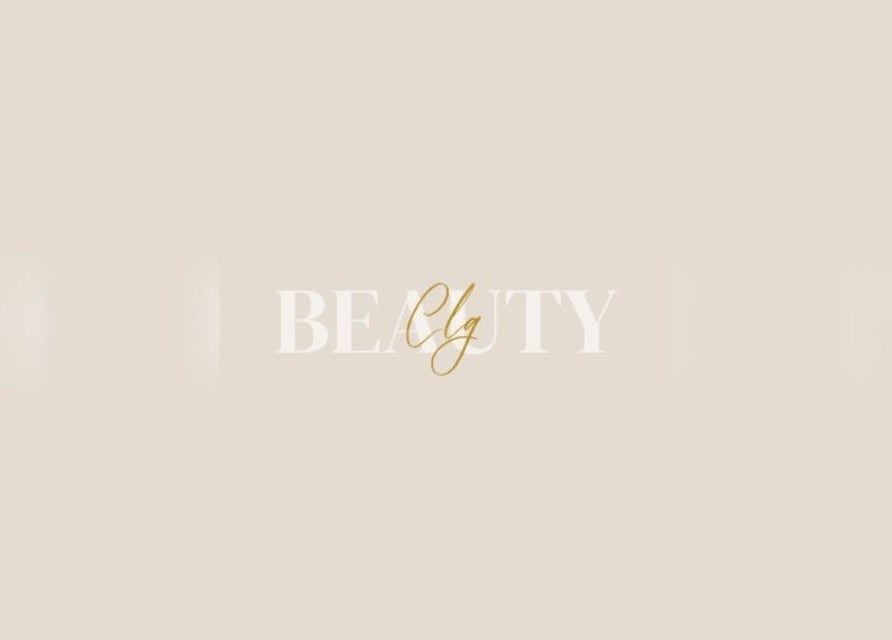 CLGBeauty logo in gold on a beige background, representing CLGBeauty in Swinton, England, GB.