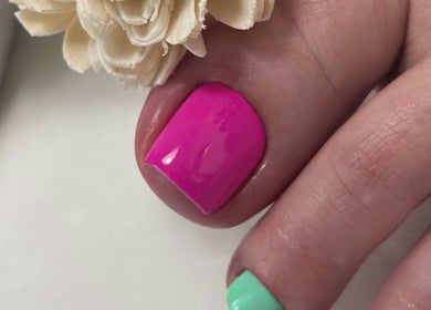 Bright pink manicure at Russian Manicure. Awesome Nail Studio, New York, New York, US.