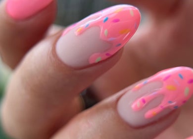 Colorful sprinkle nail art at Russian Manicure. Awesome Nail Studio, New York, US.