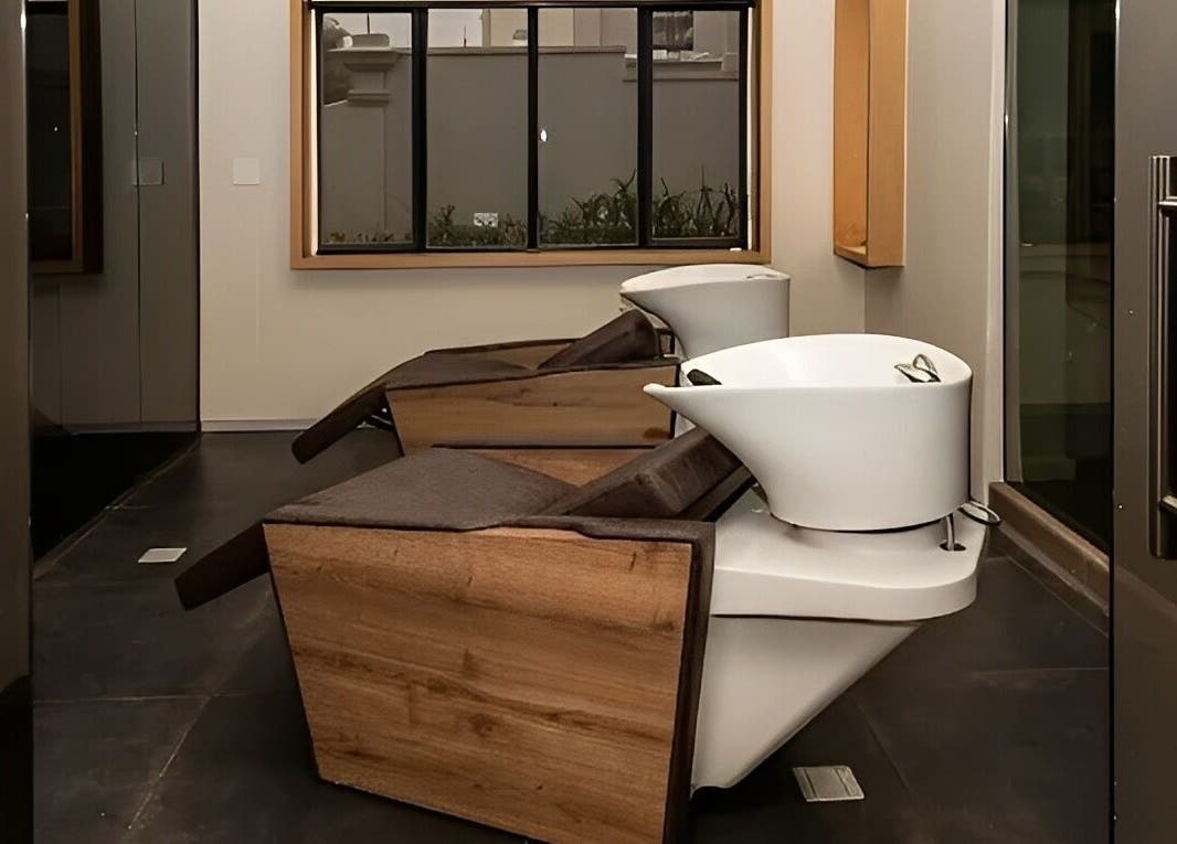 Modern wash stations at Excentric On Kloof, Cape Town, Western Cape, ZA. Sophisticated design and comfort.