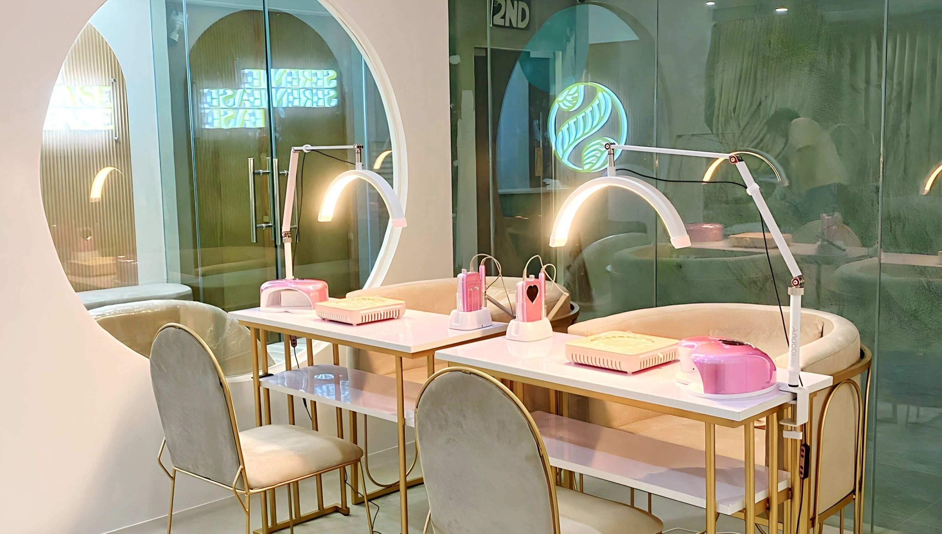 Nail salon station at Serenease Aesthetic and Wellness Studio, Quezon City, Metro Manila, PH, showcasing elegance.