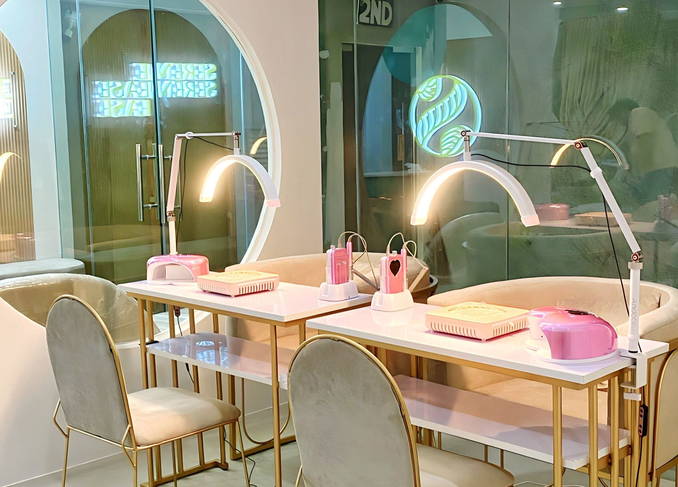 Nail salon station at Serenease Aesthetic and Wellness Studio, Quezon City, Metro Manila, PH, showcasing elegance.