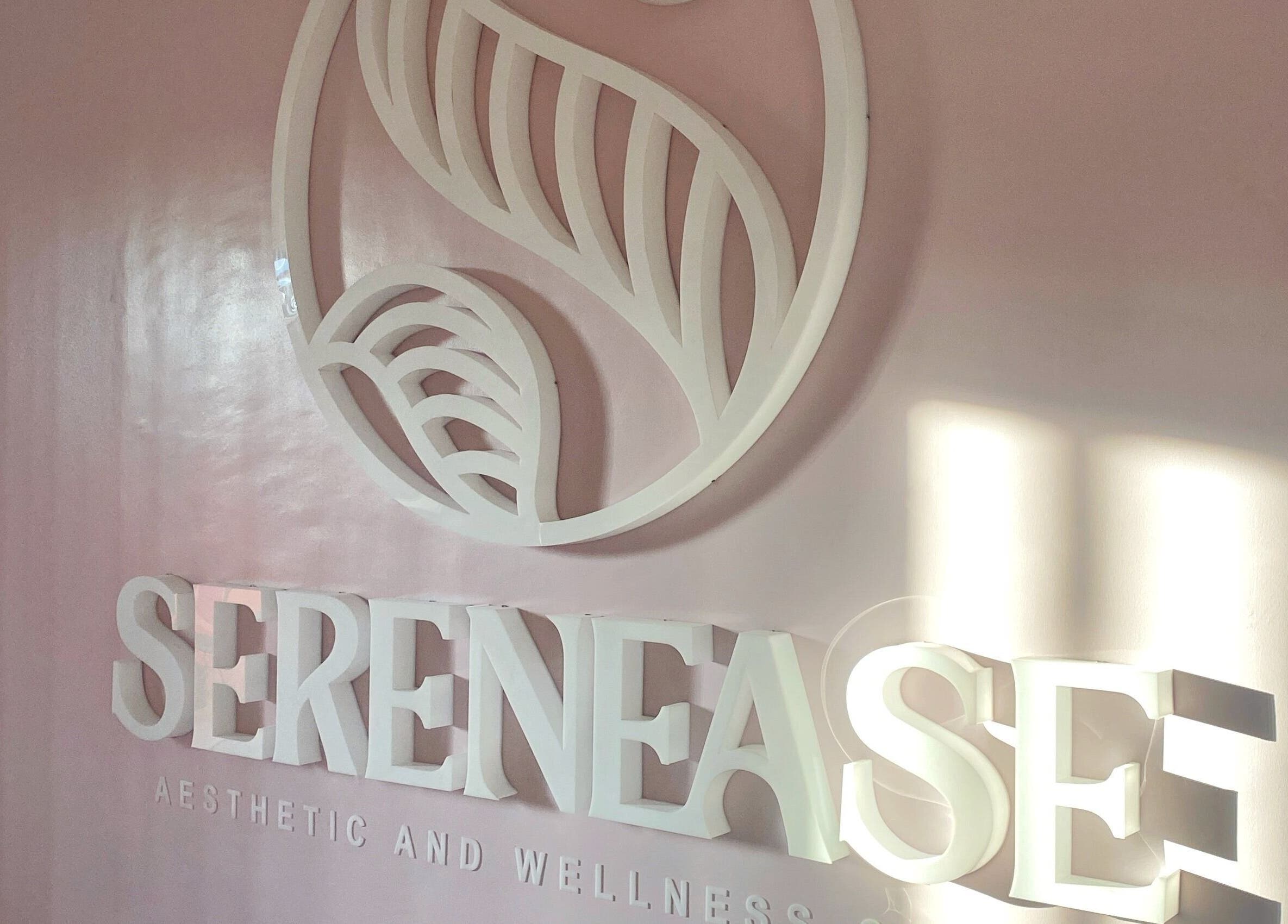 Logo wall of Serenease Aesthetic and Wellness Studio, Quezon City, Metro Manila, PH with elegant design.