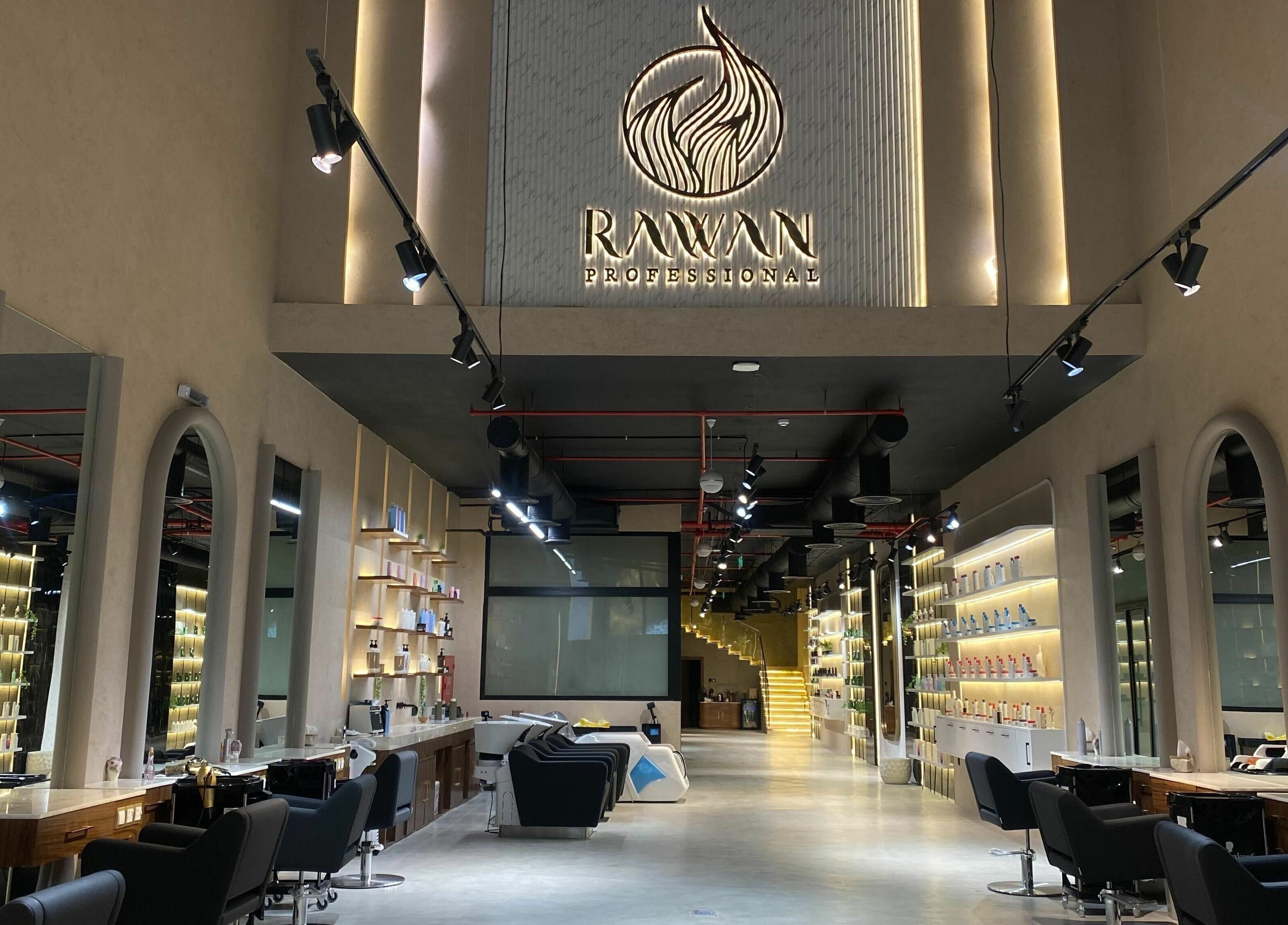 Elegant interior of Rawan Professional salon in Riyadh, Riyadh Province, SA with modern decor and seating.