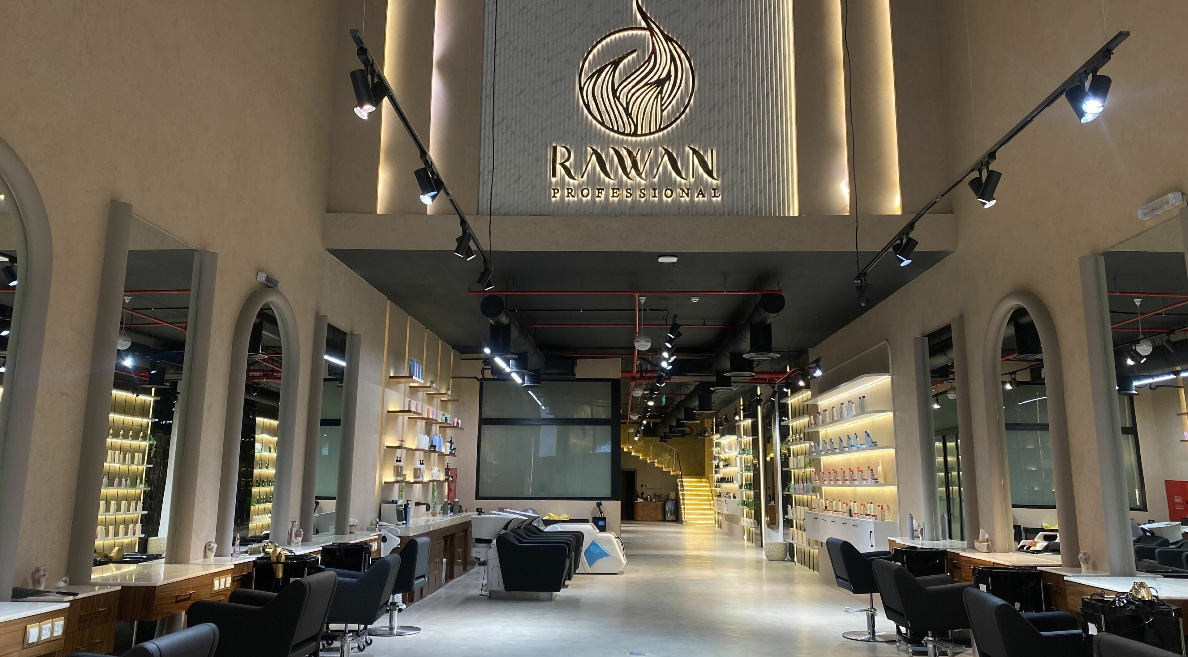 Elegant interior of Rawan Professional salon in Riyadh, Riyadh Province, SA with modern decor and seating.