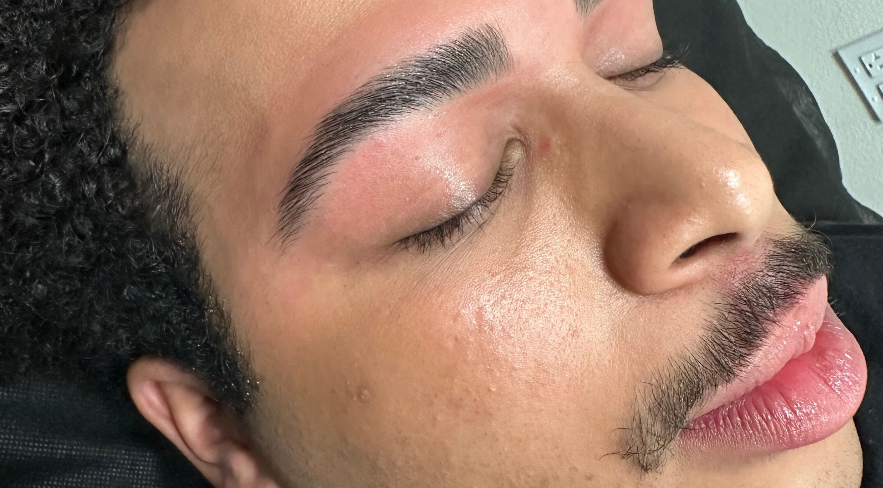 Close-up of expertly shaped brows at Nightshade Esthetics LLC, San Diego, California, US.