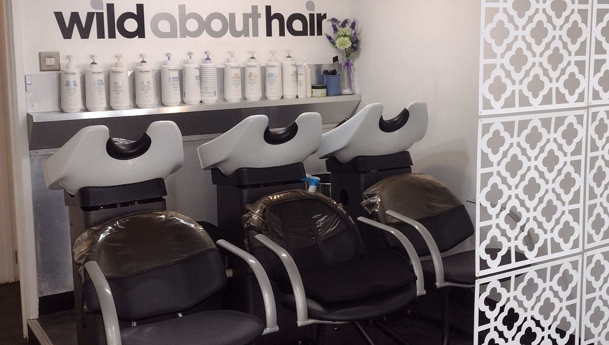 Chic washing stations at Wild About Hair, Torquay, England. For new enquiries email wildabouthair8@gmail.com。