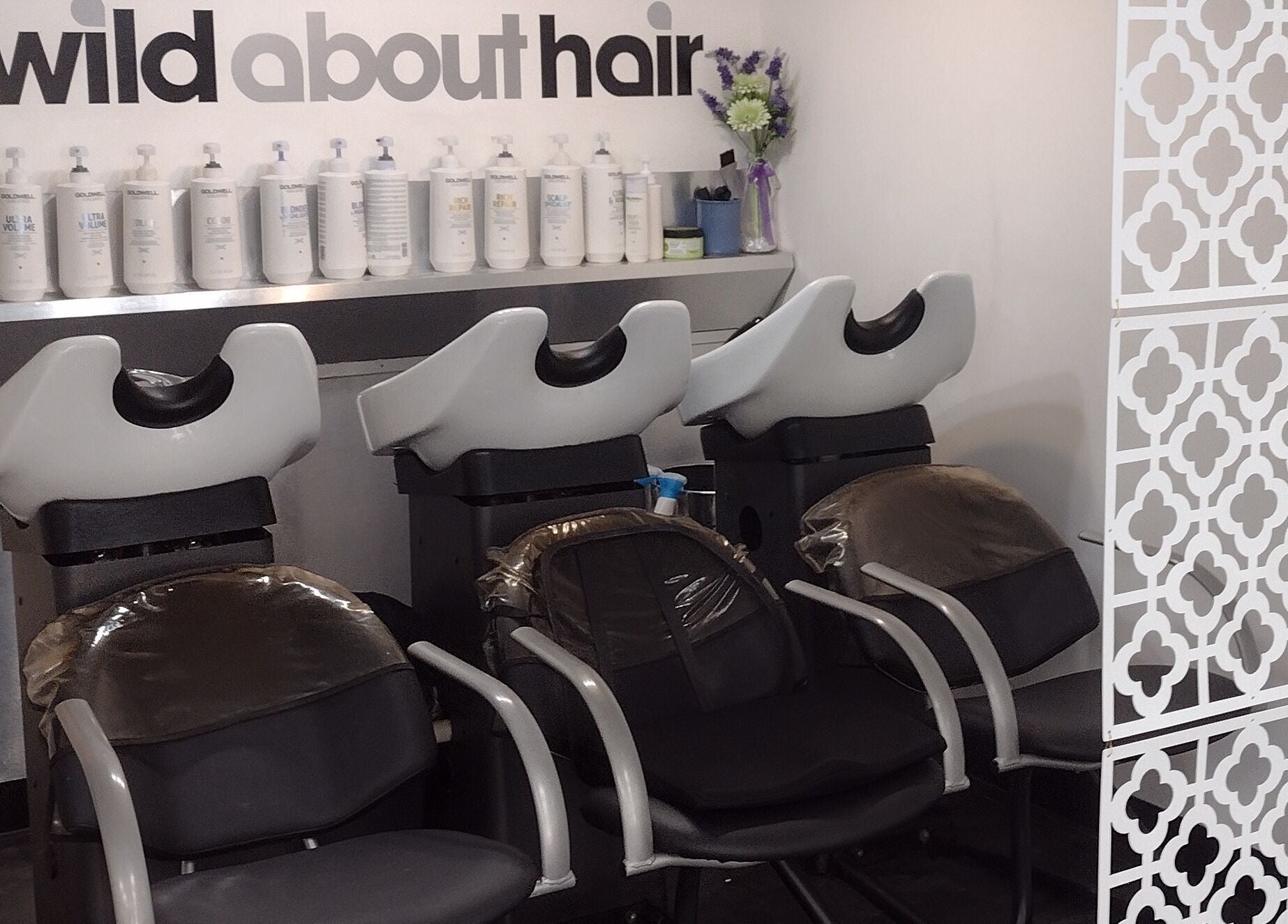 Chic washing stations at Wild About Hair, Torquay, England. For new enquiries email wildabouthair8@gmail.com。