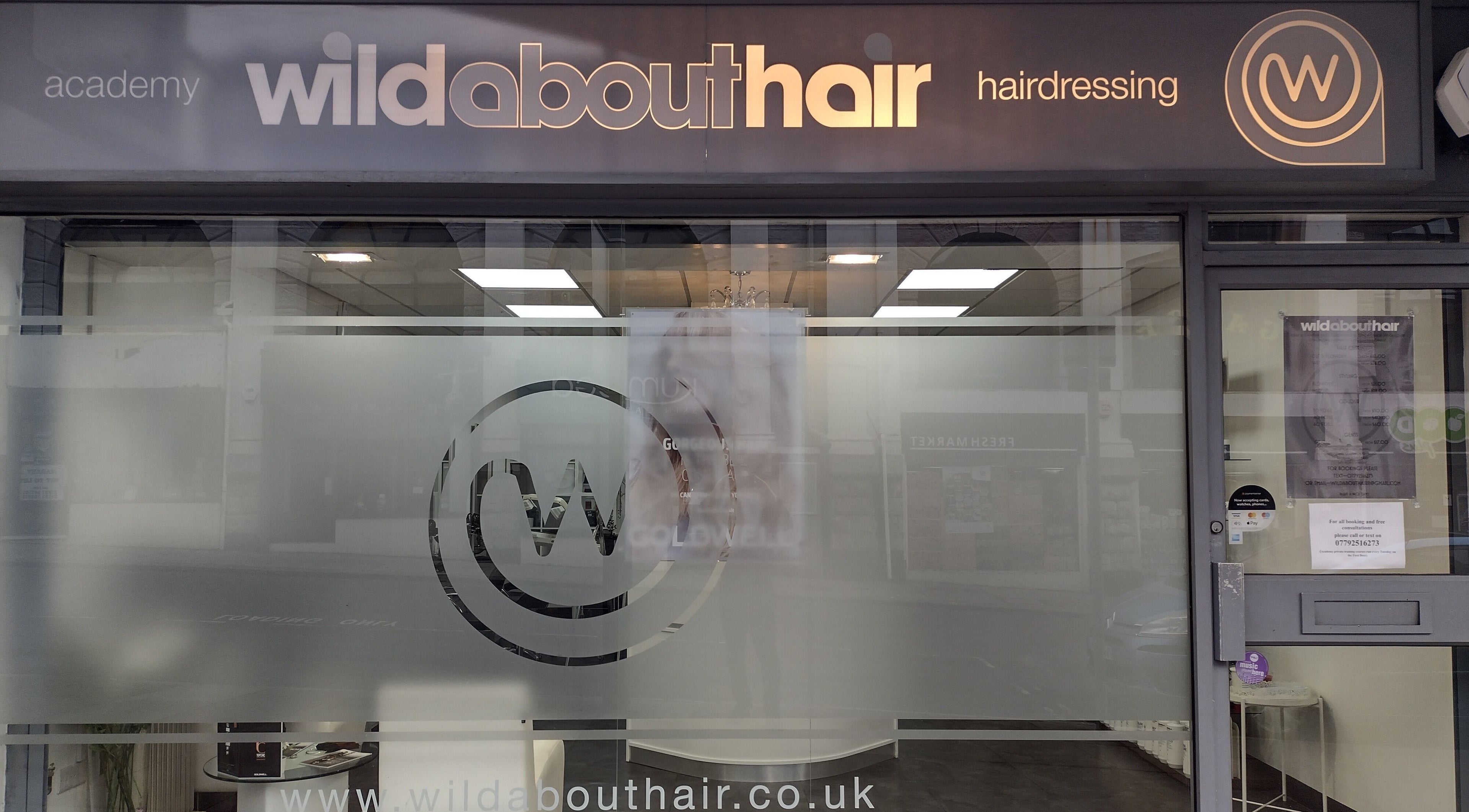 Wild About Hair salon front in Torquay, England. For all New client enquiries email wildabouthair8@gmail.com.