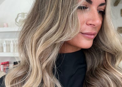 Stylish blonde hair styled at Hair by Liv, Stamford, England, GB.