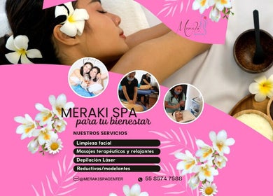 Relajante escena de spa en Meraki Spa Center, Ciudad De México, destacando servicios y productos de bienestar.