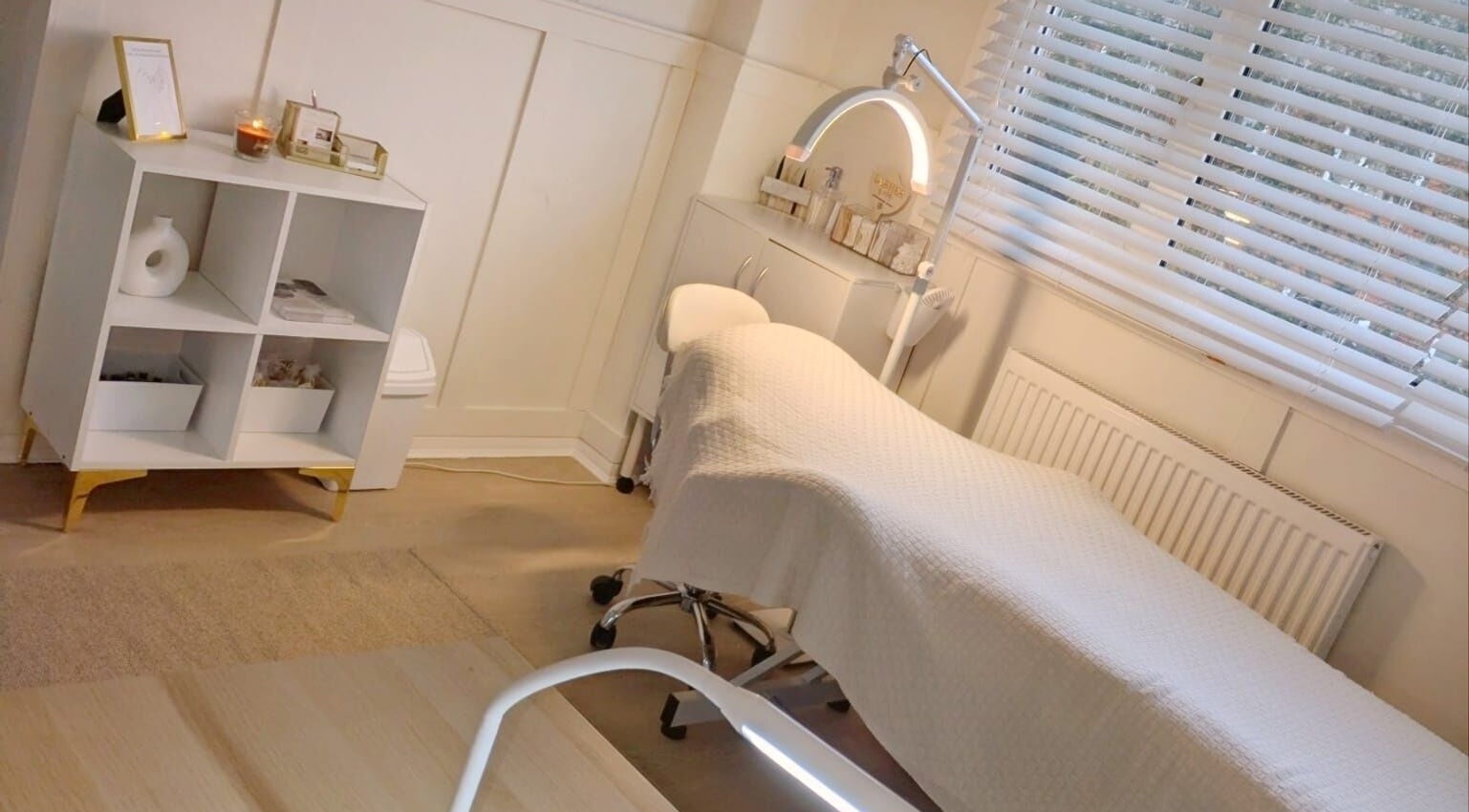 Cozy treatment room at Bespoke Brows & Lashes, Havant, England, GB showcasing a modern and tranquil setting.