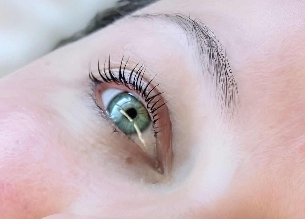 Close-up of enhanced lashes at Bespoke Brows & Lashes in Havant, England, GB.