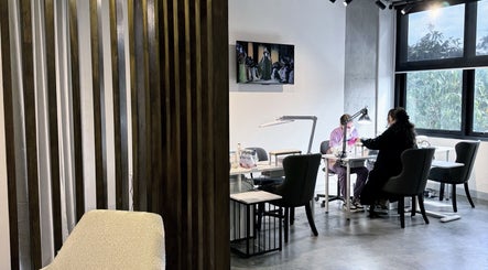 A stylish nail treatment area at About U Nails & Beauty Studio in South Melbourne, Victoria, AU.