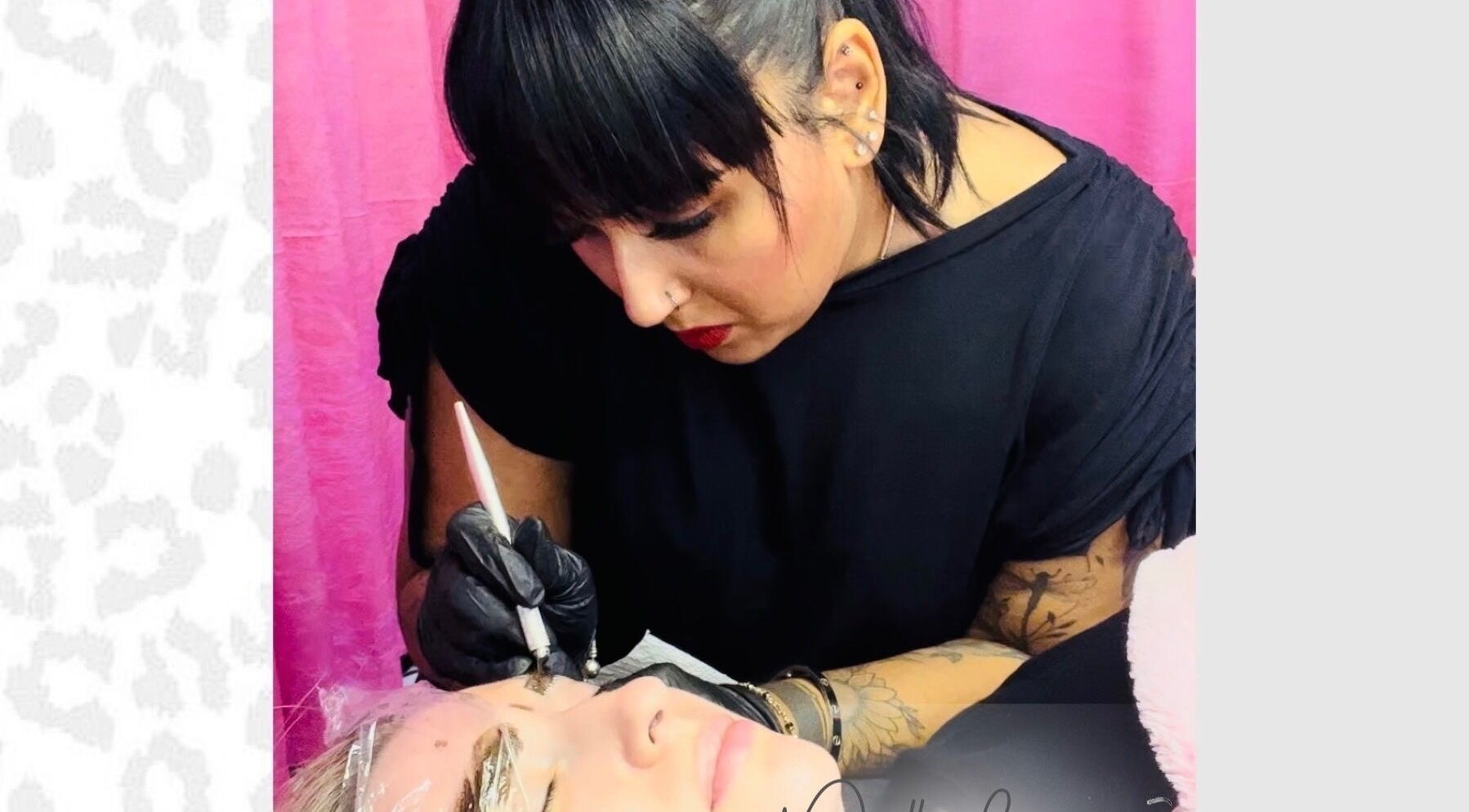 Professional artist enhancing brows at Prettyology, Durban North, Kwazulu-natal, ZA.