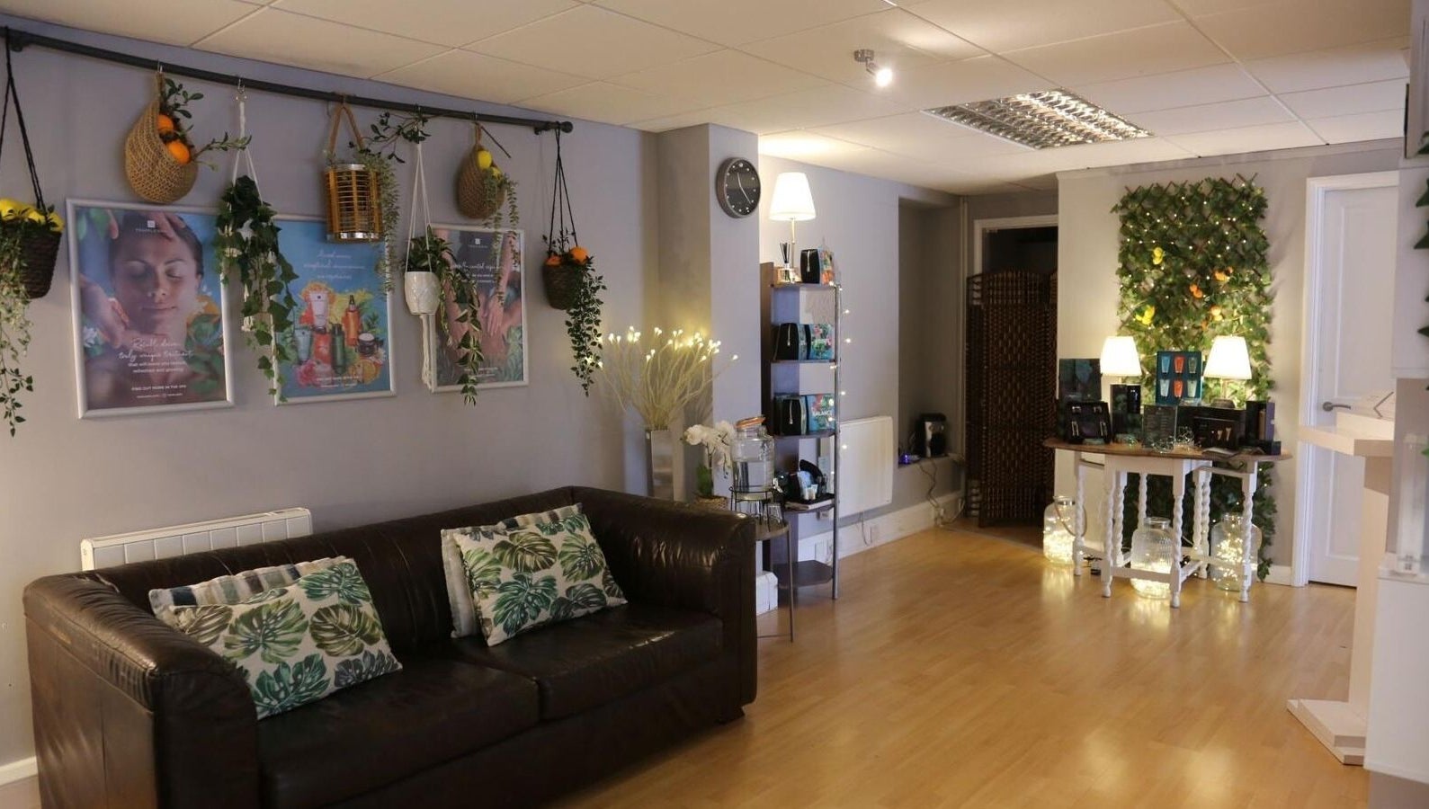 Cozy lounge area at Clowance Spa, Clowance Estate, Camborne, England, GB with lush decor and inviting seating.