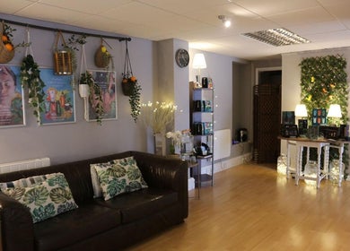 Cozy lounge area at Clowance Spa, Clowance Estate, Camborne, England, GB with lush decor and inviting seating.