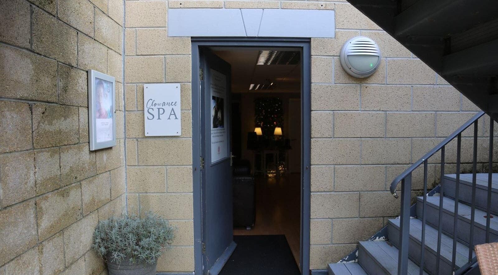Entrance of Clowance Spa at Clowance Estate, Camborne, England, GB invites visitors with an open door.