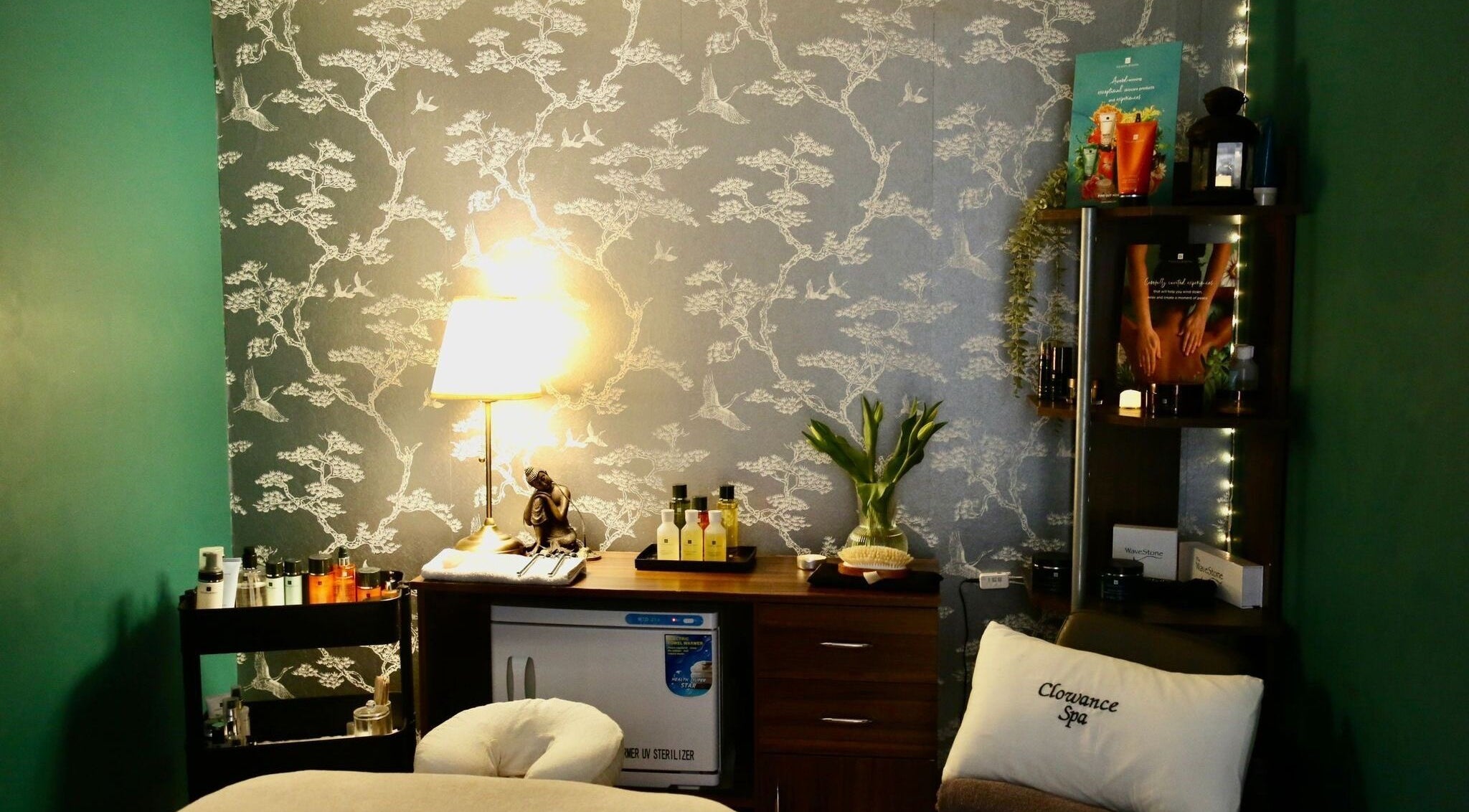 Tranquil treatment room at Clowance Spa, Clowance Estate, Camborne, England, GB, with soothing decor.