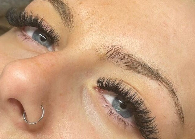 Close-up of elegant eyelash extensions at Lashes by Lil, Heanor, England, GB.