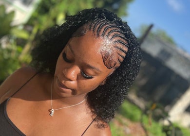 Elegant braided hairstyle at Hair Affairs 246 in Bridgetown, Saint Michael, BB, showcasing artistry and style.