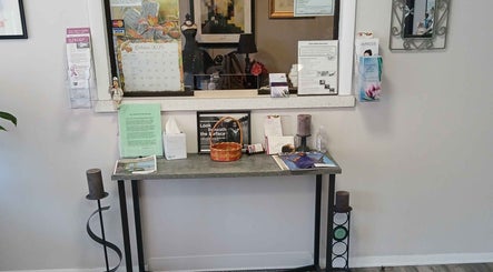 Entrance of Skin Solutions & Soft Touch Electrolysis with decor in Mansfield, Ohio, US.