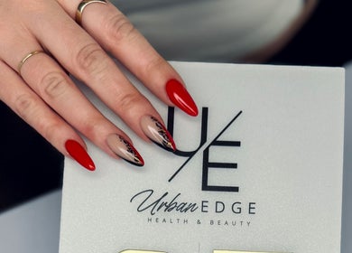 Elegant nail art at Urban Edge Health & Beauty, Pretoria, Gauteng, ZA, showcasing stylish manicure design.