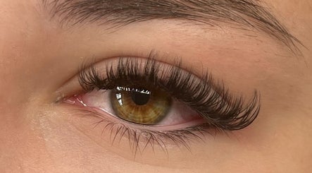 Close-up of an eyelash extension at Beauté by Michèle in North Warnborough, England, GB.