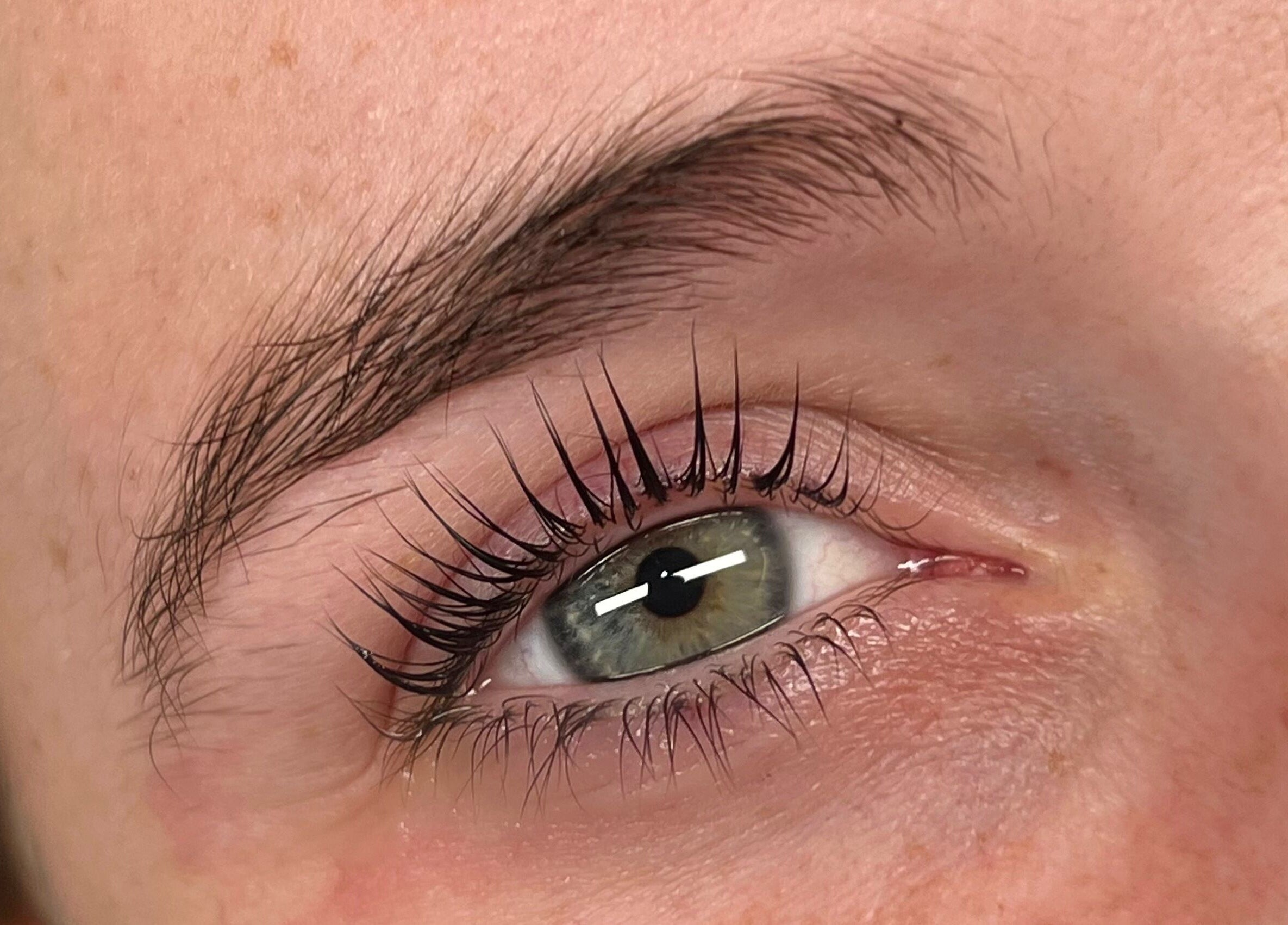 Close-up of elegant eyelashes at Beauté by Michèle, North Warnborough, England, GB.