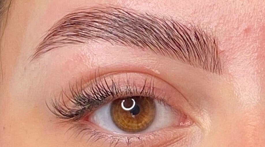 Close-up of a perfectly shaped eyebrow at Dgtheaesthetician, London, England, GB.