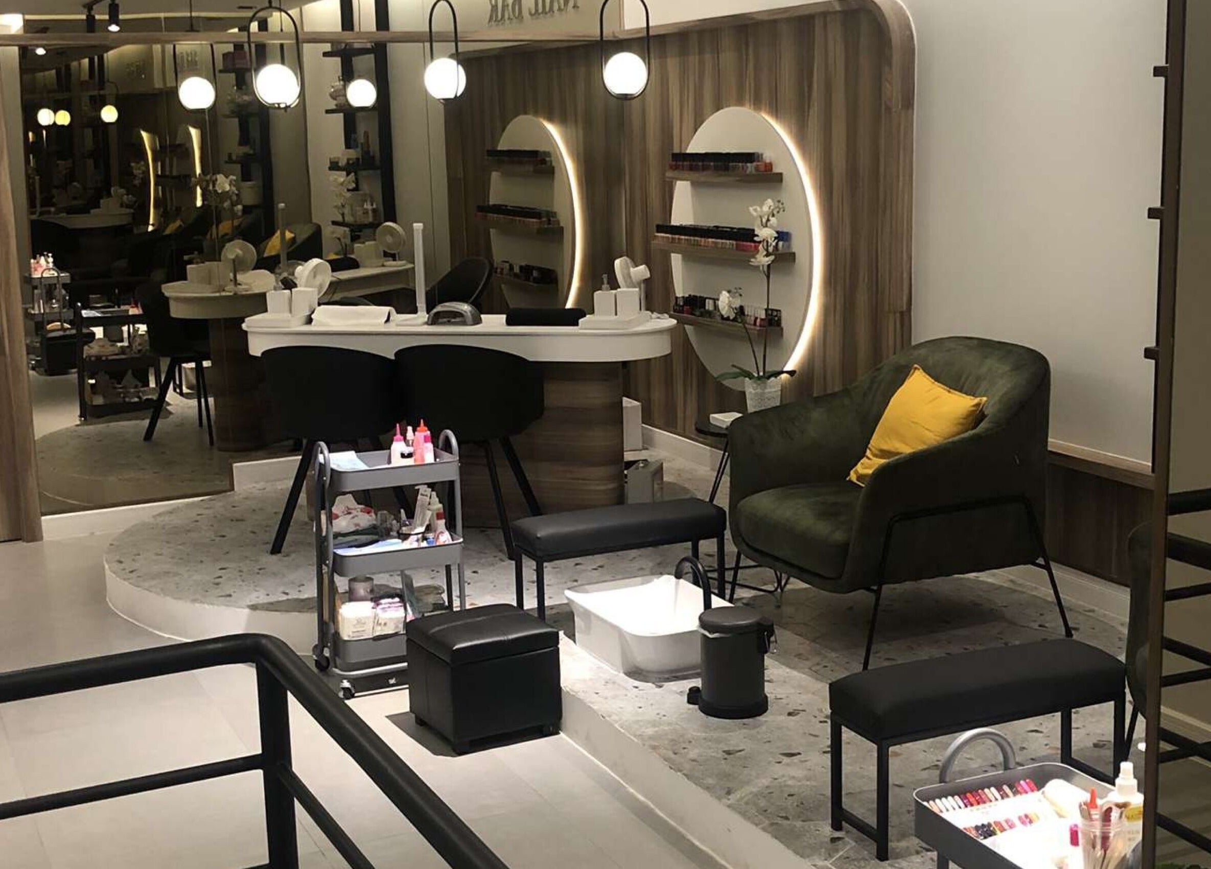 Modern salon interior at Lilyas Beauty Salon in Al Khobar, Eastern Province, SA, featuring elegant decor.