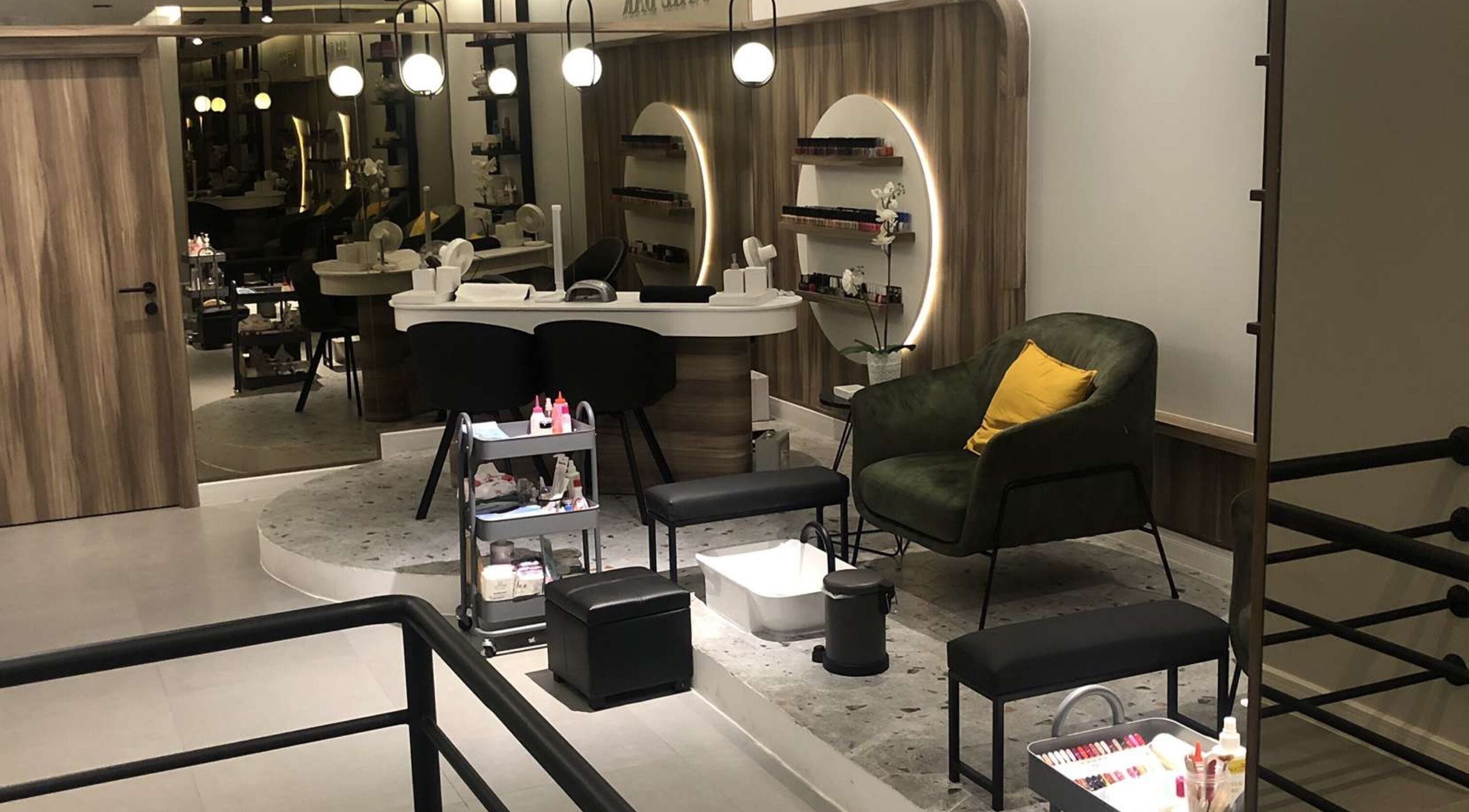 Modern salon interior at Lilyas Beauty Salon in Al Khobar, Eastern Province, SA, featuring elegant decor.