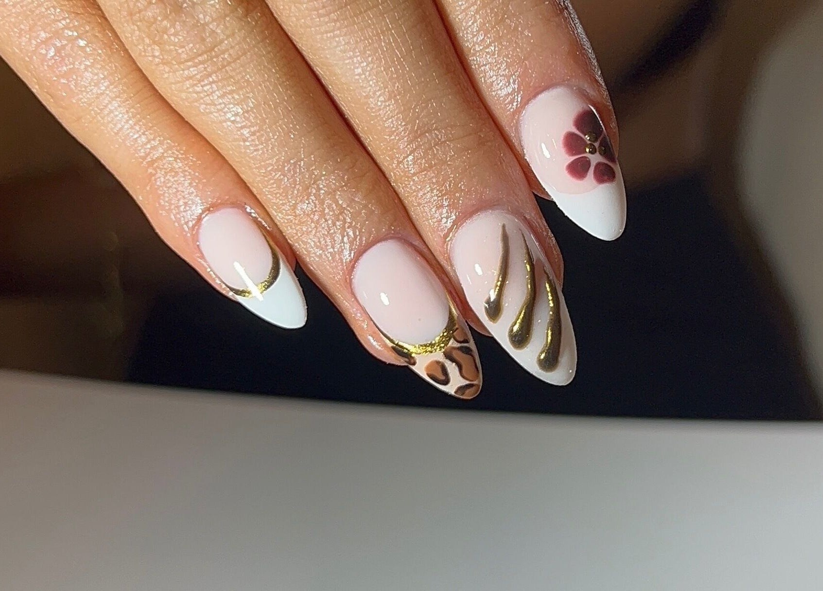 Elegant nail art at Dunn Up By Alexandra, Middlesbrough, England, GB. Exquisite manicure design.