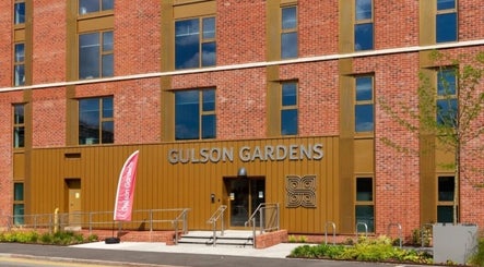 Front view of Gulson Gardens in Coventry, England, near Locced by Ny.