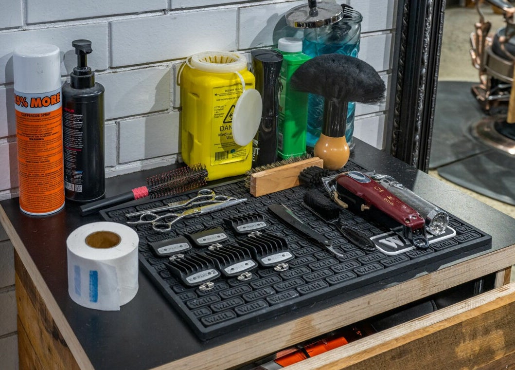 Rex and Ross Barber - Geelong West station with tools and grooming products in Geelong West, Victoria, AU.