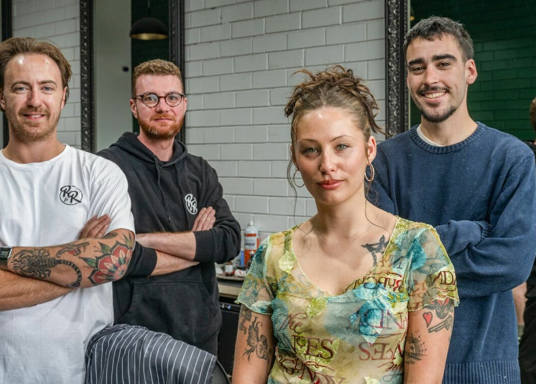 Team at Rex and Ross Barber - Geelong West in Geelong West, Victoria, AU posing proudly together.